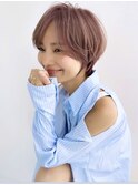 大人可愛い前髪ありひし形耳掛けマッシュショートボブ30代40代