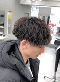 波巻き縦落ちツイストスパイラルメンズパーマ波巻きくせ毛