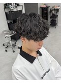 ダークアッシュニュアンスパーマ韓国マッシュベリーショート