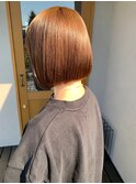 大人可愛い小顔ショートボブ×オレンジベージュ 20代30代40代
