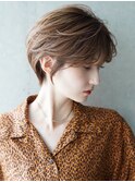 大人可愛い20代30代40代黒髪前下がりショートボブ丸みショート◎
