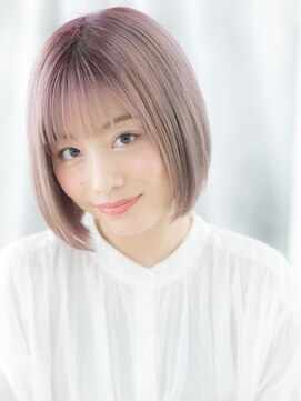 ドクターズ サロン ラブ(Dr's Salon LAB) ベージュピンクの透けバングぶつ切りミニボブb古河10代20代30代