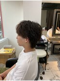 センターパートウルフ ニュアンスパーマ 骨格矯正カット