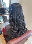 巻き髪ハーフアップ