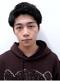 メンズカットアップバングブルーブラックショート1103