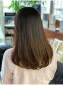 ナチュラルストレート/ワンカール/ナチュラルブラウン/髪質改善