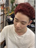 #ブリーチカラー#レッドカラー#ツーブロック#メンズカラー