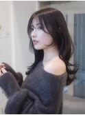 12008艶髪アッシュブラックグレージュ韓国風巻きレイヤーカット