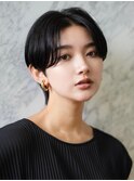 自然な艶髪大人の毛流れハンサムショートネイビーブルー30代