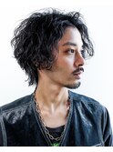 センターパートウルフツイストスパイラルパーマ縦落ちスパイラル