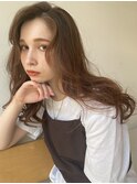 かきあげ韓国風ロング/ウォームブラウン