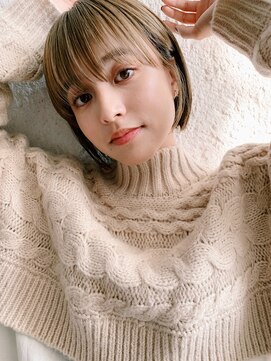 エムクランメイクス 原宿 表参道(m.clan MAKE'S) ボブロブヘアカーキグレージュオリーブベージュ大人かわいい小顔