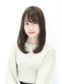 30代・40代黒髪暗髪アッシュ小顔グレージュくびれセミディ