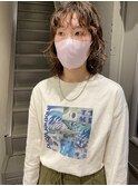 20代30代ミディアムウルフ前髪パーマくびれひし形抜け感