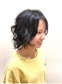 酸性デジタルパーマでクリクリパーマウルフカット