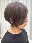 ショートボブ髪型30代40代50代前髪あり前髪なし面長丸顔【倉田】
