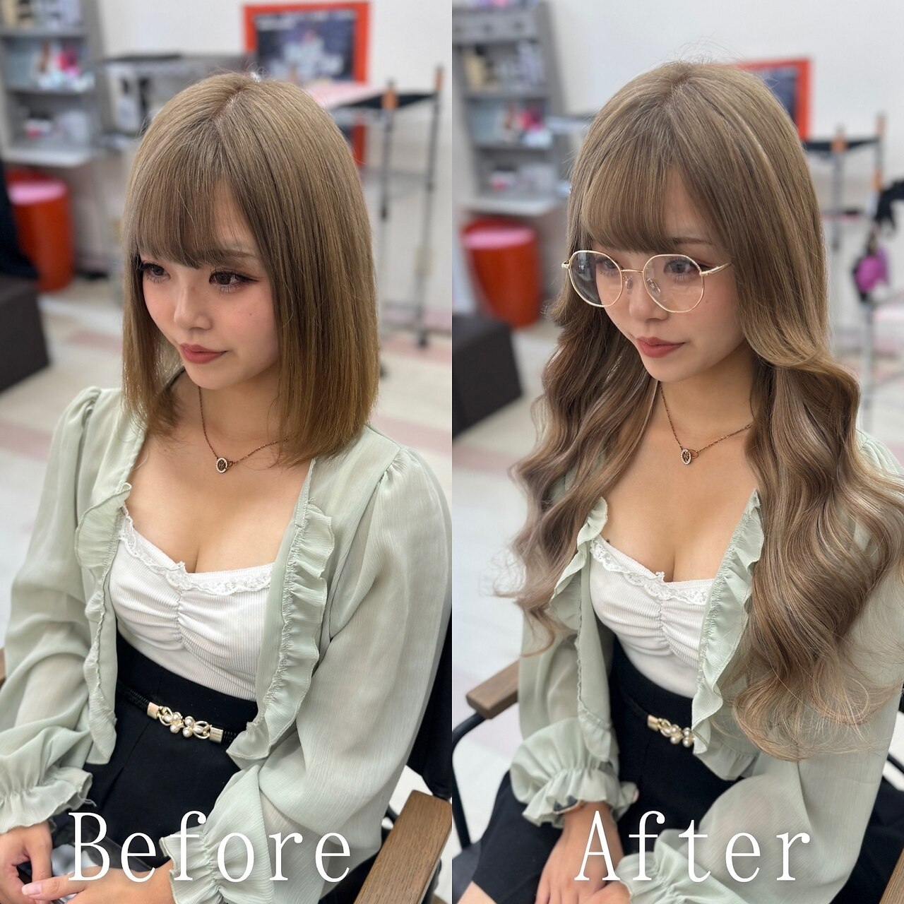 ミルクティーベージュ#シールエクステ#イメチェン#韓国#小倉