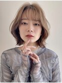レイヤーカット ボブ くびれボブ ショート ベージュカラー