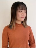 ケアブリーチインナーカラーミディアム前髪顔周りレイヤーカット