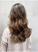 韓国ヘアロングミルクティー顔周りレイヤー_ba540072