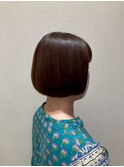 ココアブラウン×大人のオン眉ミニボブ美シルエット30代40代50代