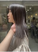 ミディアムヘアグレージュカラー透明感カラー