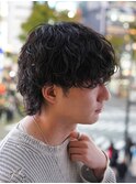 渋谷ルーズパーマメンズパーマメンズミディアムボブ30代