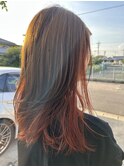 オレンジ/ブラウン/レイヤー/インナー/ブリーチなし/10代/20代