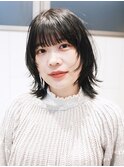 前髪顔周りレイヤーくびれミディボブ_F1463
