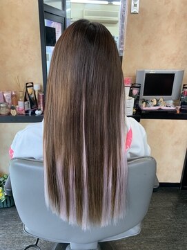 淡いパープルメッシュのロングヘア L 美容室ダン Dan のヘアカタログ ホットペッパービューティー