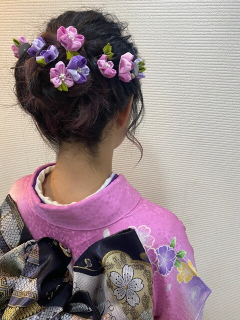 お団子ヘアでキレイうなじ美人◎結婚式 お呼ばれ 撮影 成人式