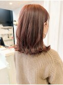 福山市イルミナカラー人気caary切りっぱなしピンクベージュ