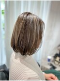 こなれミディアム白髪ぼかし大人可愛いボリュームアップエクステ