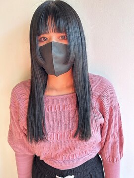 ツイギー 宮西店(TWiGGY) ダークアッシュのロングヘアに姫カット