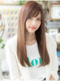 外国人風オレンジカラー斜めバング小顔ロングc5浦和20代30代40代