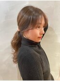 顔まわりレイヤー小顔バング結んでも可愛い後れ毛渋谷mutsuki