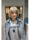 ホワイトブロンド×ターコイズブルー デザインカラー