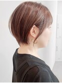say.ショートボブ耳掛けショートローズブラウンピンクベージュ