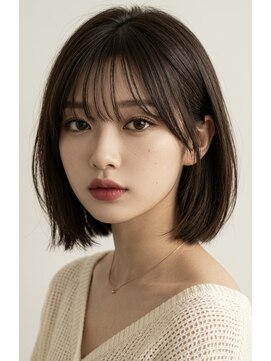 ヘアーエボリューション ナチュラル小顔ストレート×透明感ブラウンボブ