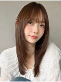 小顔カットエアリーカール前髪シースルーバングモテ髪美髪