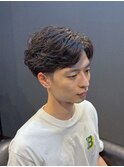 ビジネスツーブロックショート フェザーパーマ サイドパート