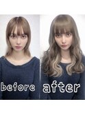 #インナーカラー#プルエクステ#ビフォーアフター#グレージュ