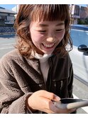 眉上バングとミディアムボブ◎杉浦 恵