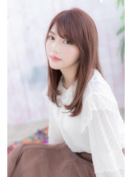 ミック ヘアアンドメイク アップ 駒込店(miq Hair&Make up) 大人ガーリーミルクティピンクツヤ髪ストレートc1