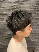 ツーブロックビジネスショートフェードスパイラルツイストパーマ