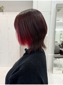 インナーカラー/チェリーレッド/ウルフレイヤー【高円寺 中野】