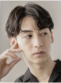 センターパートニュアンスパーマガイルヘアコンマヘア黒髪