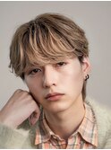 韓国ヘアニュアンスコンマバングセンターパートフェザーパーマ