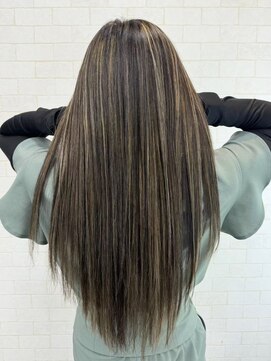 西川田ロング髪質改善トリートメントブリーチなしダブルカラー