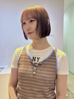 ヘアーアイストゥーレ(HAIR ICI TRE)&nbsp;デザインカラーグラデーションピンクベージュ　ミニボブブリーチ